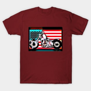 Motorcycle against American Flag T-Shirt